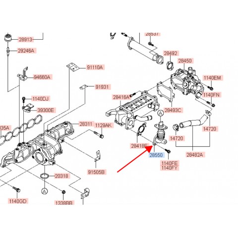 Ống dẫn khí vân tuần hòa khí xả Hyundai Solati 18