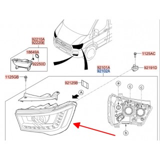 Đèn pha phải Halogen Hyundai Solati 14