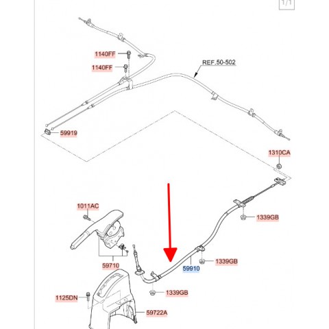 Cáp phanh tay trước Hyundai Solati 14