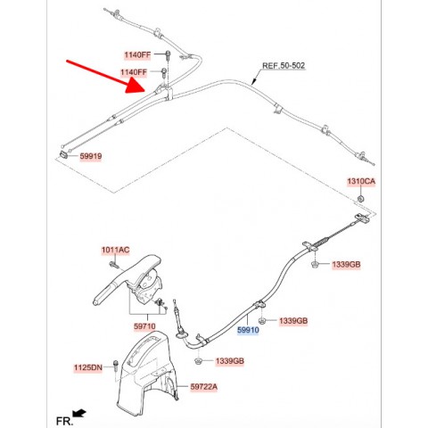 Cáp phanh tay sau phải Hyundai Solati 14