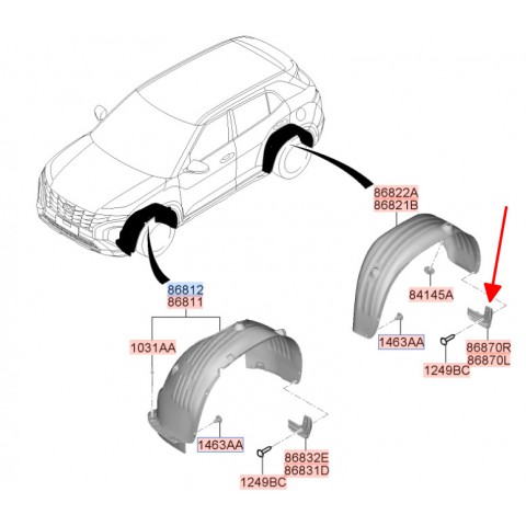 Chắn bùn bánh xe sau phải Hyundai Creta 22