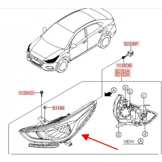 Đèn pha phải Hyundai Accent 20