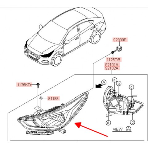 Đèn pha phải Hyundai Accent 20