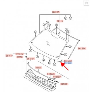 Nẹp chân kính chắn gió phải Hyundai Elantra 06