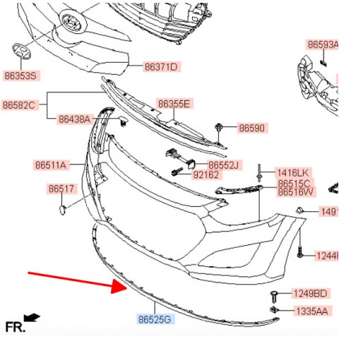 Nẹp dưới ba đờ xốc trước Hyundai i30 12