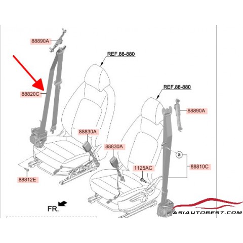 Đai an toàn ghế trước phải Hyundai Kona 18