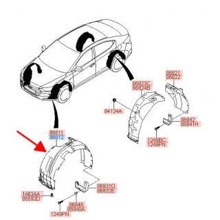 Vòm chắn bùn trước phải Hyundai Elantra 16