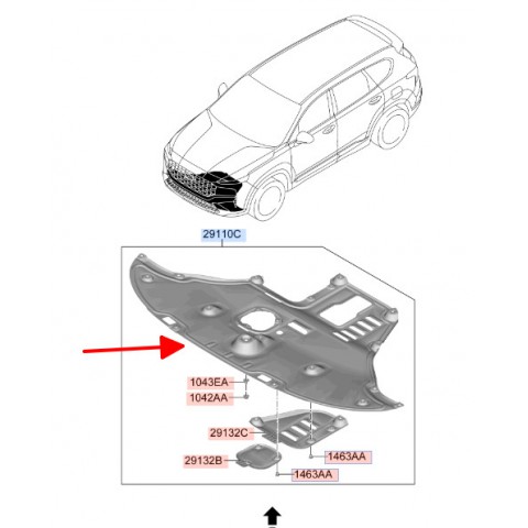 Tấm chắn gầm động cơ Hyundai Santa Fe 2021